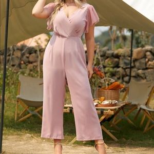 SHEIN Curve NWOT Pink Short Sleeved Jumpsuit